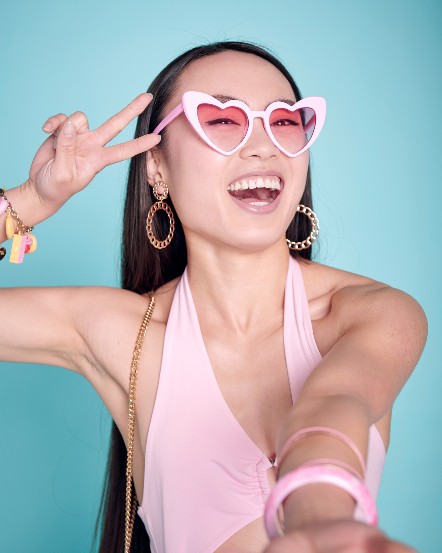 Woman in Pastel Pink Dress